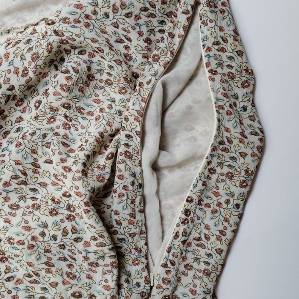 J Jill Shift Dress 3/4 Sleeves V Neck Small Petite see measures Tan Floral EUC - Picture 8 of 16